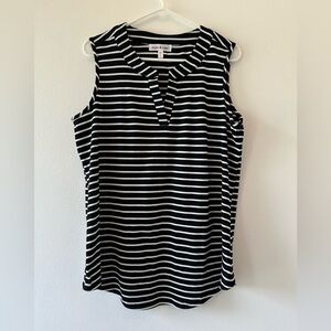Stem & Vine black-and-white striped ribbed tunic tank